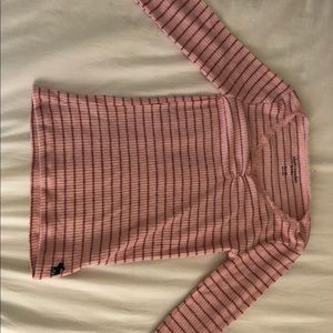 Standard lace trim striped long sleeve.